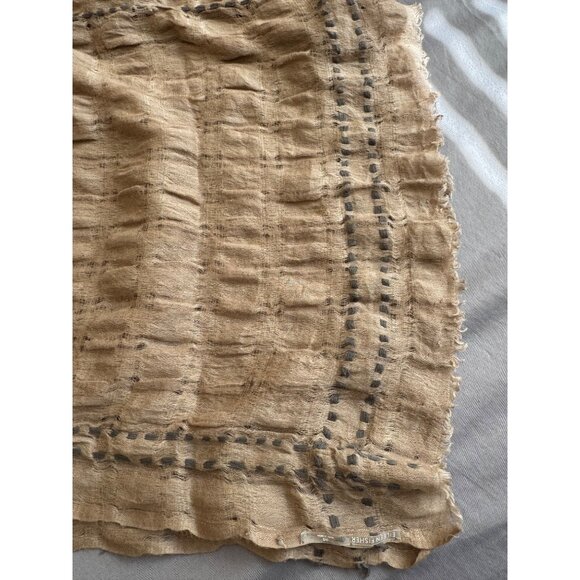 Eileen Fisher Distress Lightweight Beige Scarf With Gray Dotted Pattern - Picture 5 of 8